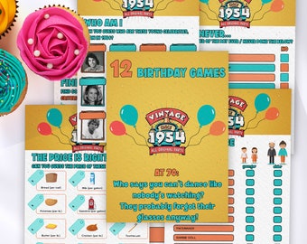 Instant download 70th birthday party games,70th birthday games for adults,70th birthday trivia,70 years ago born in 1954,70th birthday ideas