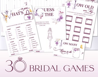 Vlinder bruidsdouche spellen direct downloaden, Paarse bruidsdouche spellen bewerkbare sjabloon, Tea party spellen, Bachelorette spellen, Hen spellen