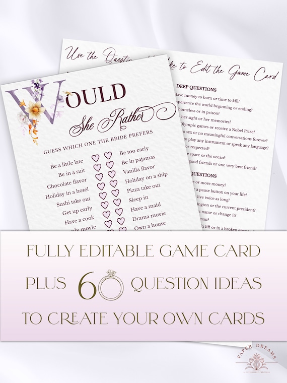 Printable Play Your Cards Right Questions