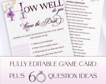 ¿Qué tan bien conoces a la novia?, Juego de quién conoce mejor a la novia, Cuestionario nupcial, Prueba de despedida de soltera, Trivia de despedida de soltera, Juegos de fiesta.