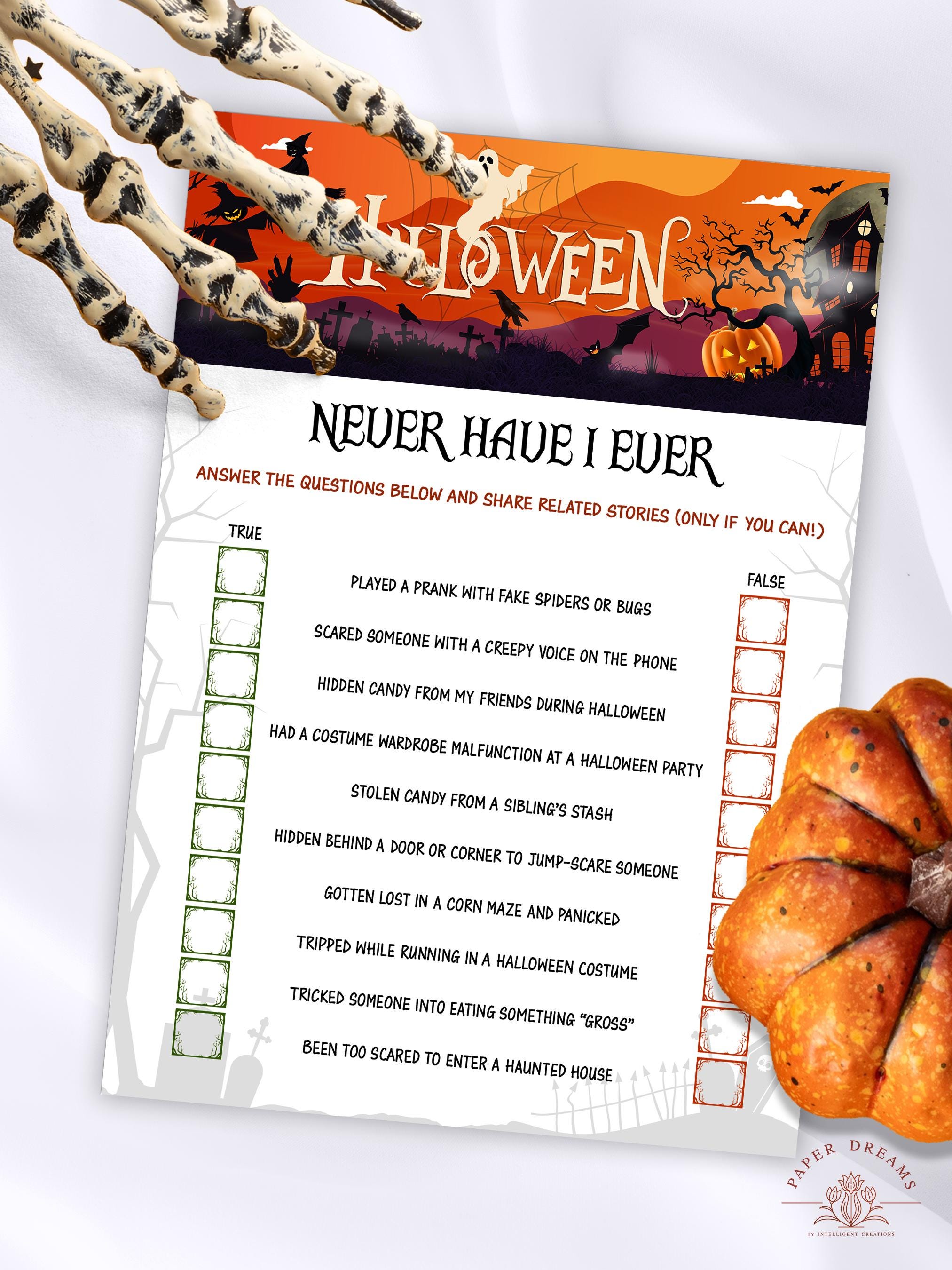Editable Halloween Never Have I Ever, Spooky Digital Download Ever or ...