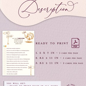 Digital printable fact or fiction thanksgiving game template, thanksgiving design, brown, yellow and beige color theme. Size: 5x7IN.