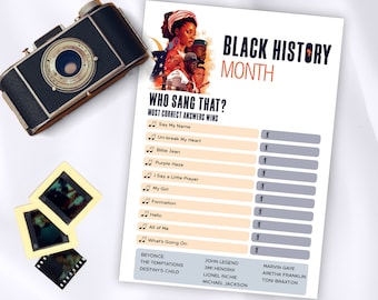 Black history music trivia game, Black history month printable games, I am black history, Black history trivia questions, Black history quiz