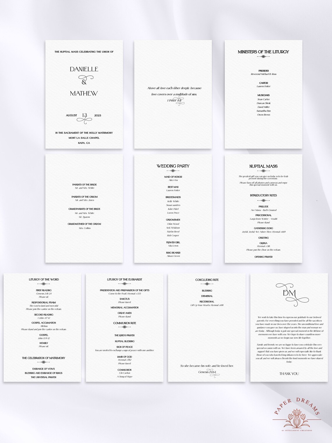 Traditional catholic wedding program template with full mass etsy