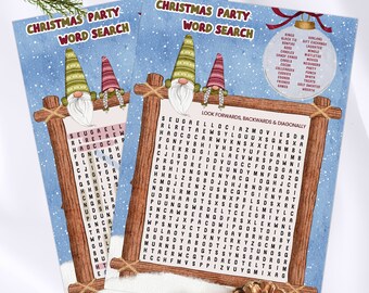 Christmas word search printable, Christmas word games, Christmas party game crossword puzzle, Kids & adult family Christmas game
