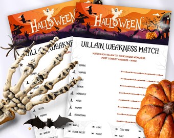 Halloween Villain Weakness game, Spooky Digital Download Trivia Questions with Trivia Answer Sheet, Witch Holiday Trivia, Monster Pub Quiz