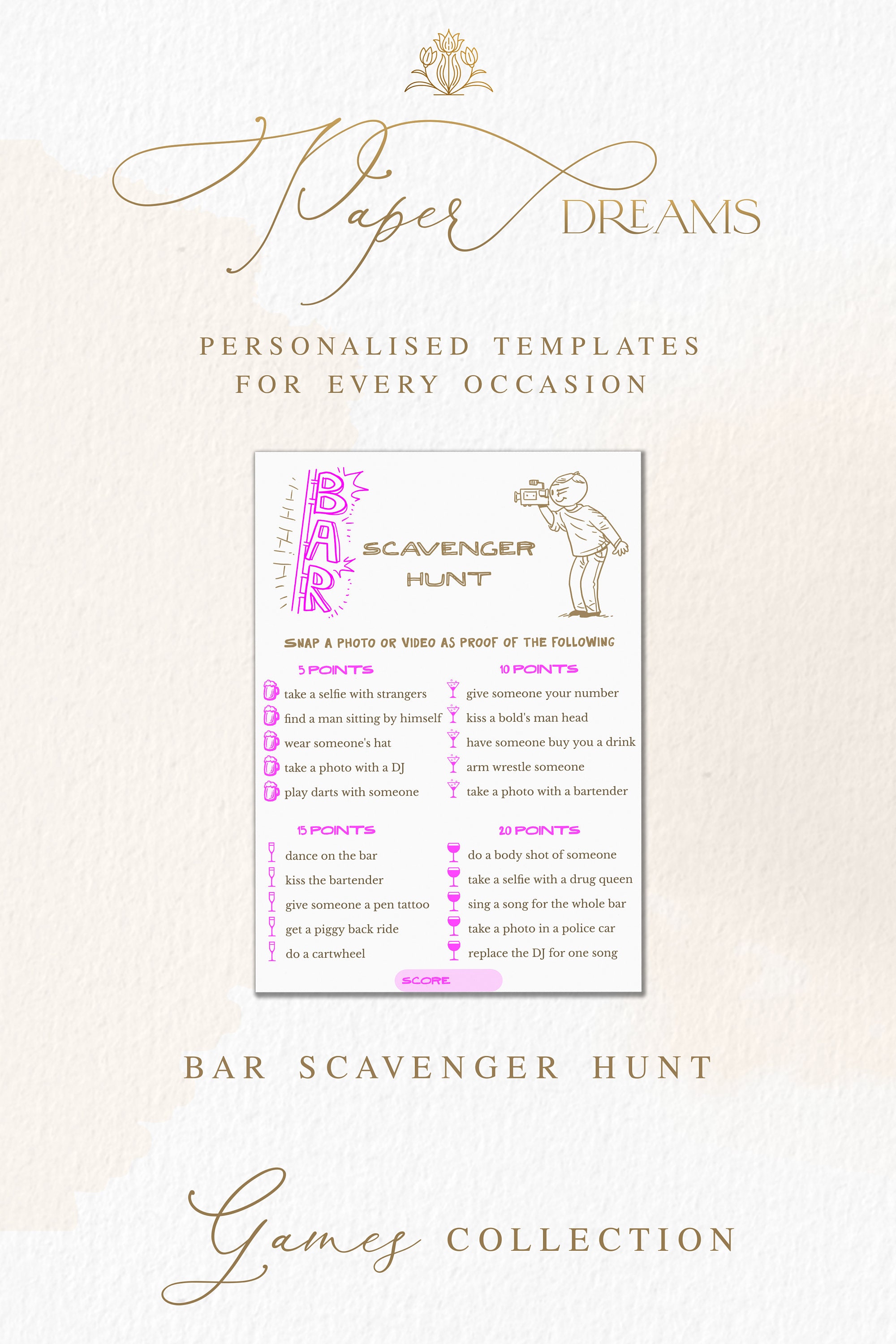Bar Scavenger Hunt, Bar Crawl Scavenger Hunt, Bachelorette Cruise