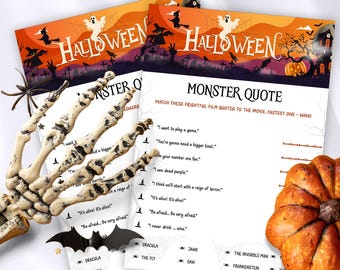 Halloween Monster Movie Quote game, Spooky Digital Download Trivia Questions with Trivia Answer Sheet, Holiday Trivia, Pub Quiz, Bar Trivia