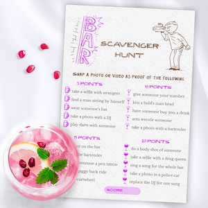 Bar scavenger hunt, Bar crawl scavenger hunt, Bachelorette cruise scavenger hunt, Adult scavenger hunt, Bar hopping game, Cruise bar crawl