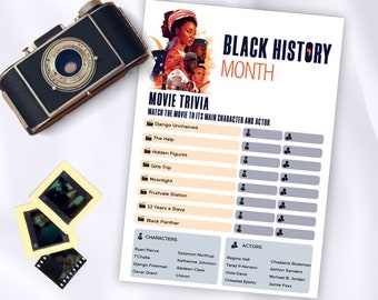 Black history movie trivia game, Black history month printable games, I am black history, Black history trivia questions, Black history quiz