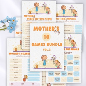 Funny Mothers Day games printable bundle Vol2, Mothers Day brunch, Dia de la Madre, Happy Mothers Day adult games, Digital tea party games