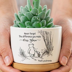Thank You Gift for Teachers,Teacher Gifts, Never Forget the Difference You Make,Personalised Teacher Plant Pot, Teacher Appreciation Gift