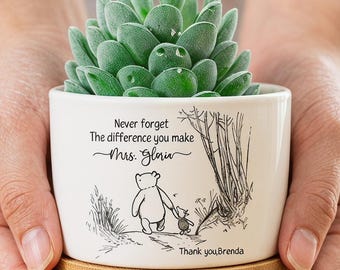 Thank You Gift for Teachers,Teacher Gifts, Never Forget the Difference You Make,Personalized Teacher Plant Pot, Teacher Appreciation Gift