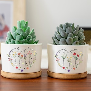 Custom Grandma's Garden Plant Pot,Moms Plant Pot with Birthflower,Family Name Gift,Birthday Gift,Gift for Mom/Grandma/Nanny,Christmas Gifts