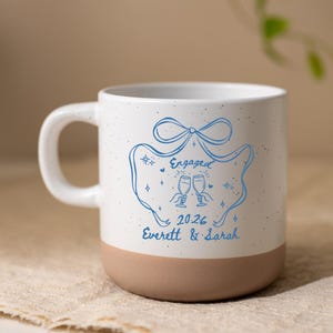 Personalised Engagement Pottery Mug, Custom Wedding Mugs, Engagement Gifts For Bride, Pottery Gifts For Wedding, Custom Engagement Gift
