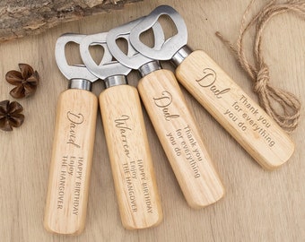 Father's Day Gift, Custom Wood Bottle Opener, Birthday Gifts for Him, Best man Gift, Gift for Dad, Gift for Friends, Gift for Groomsmen