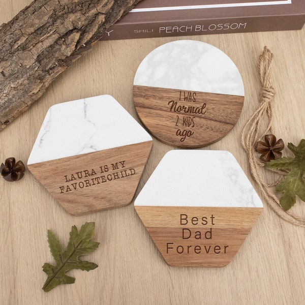 Custom Engraved Coaster Set, Best Friends Gift, Fathers Day Gift, Gift for Housewarming, Anniversary Gift for Her, New Home Gifts, Mum Gifts