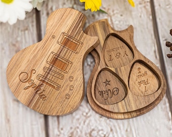 Personalized Guitar Pick with Case,Gift for Dad,Wooden Guitar Pick,Personalized Pick,Gifts for Him,Custom Guitar Pick for Music Lover