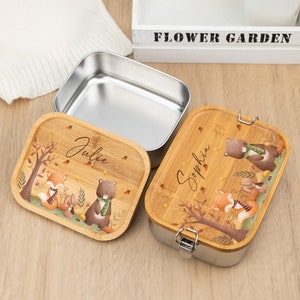 Personalized Stainless Steel Lunch Box for Children, School Picnic Snack Box, 1-3 Compartments Food Container, Kindergarten, Birthday Gifts
