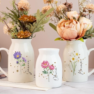 Spersonalizowany wazon na kwiaty urodzinowe, wazon ze znakiem zodiaku, wazon na kwiaty ze znakiem konstelacji, prezent urodzinowy, miniaturowy wazon ceramiczny, wystrój domu, prezent dla niej