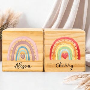 Custom Child Money Box, Wooden Kids Piggy Bank, Rainbow Name Money Box, Money Box Boy, Baby Birth Gift, Birthday Gift Baby Girl, Baptism Gift