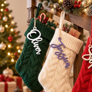 Personalized Wood Stocking Name Tags,Custom Laser Cut Wooden Present Labels, Rustic Family Christmas Tree Decor 2026,Holiday Mantel Ornament