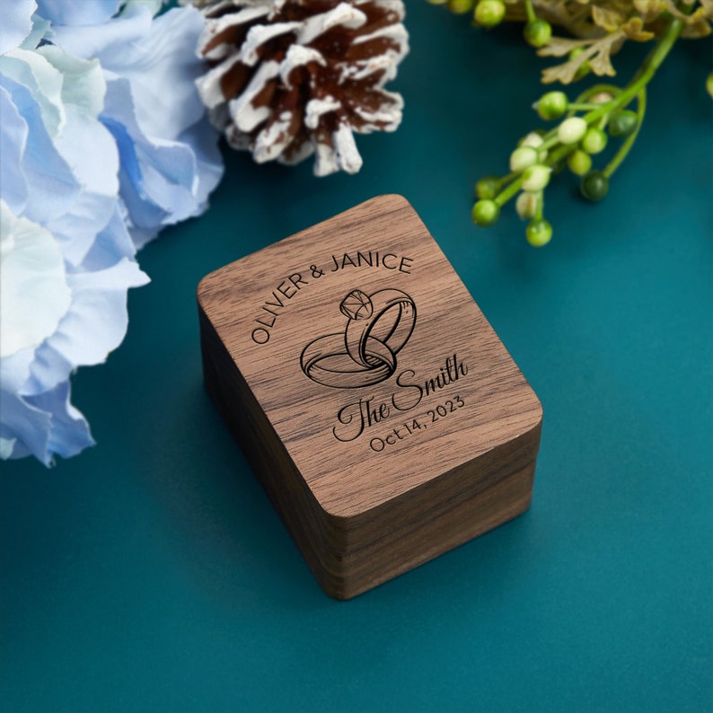 Custom Wedding Ring Box, Personalized Wooden Triple Ring Box, 3 Slots ...