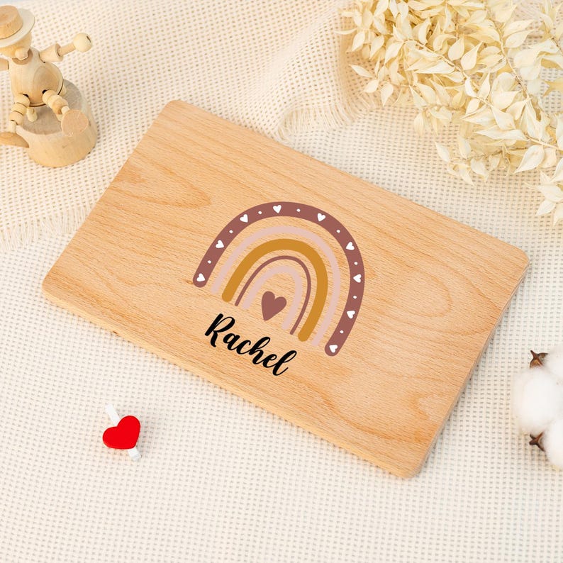 Personalized Breakfast Board Rainbow,wooden Board With Name,snack Board