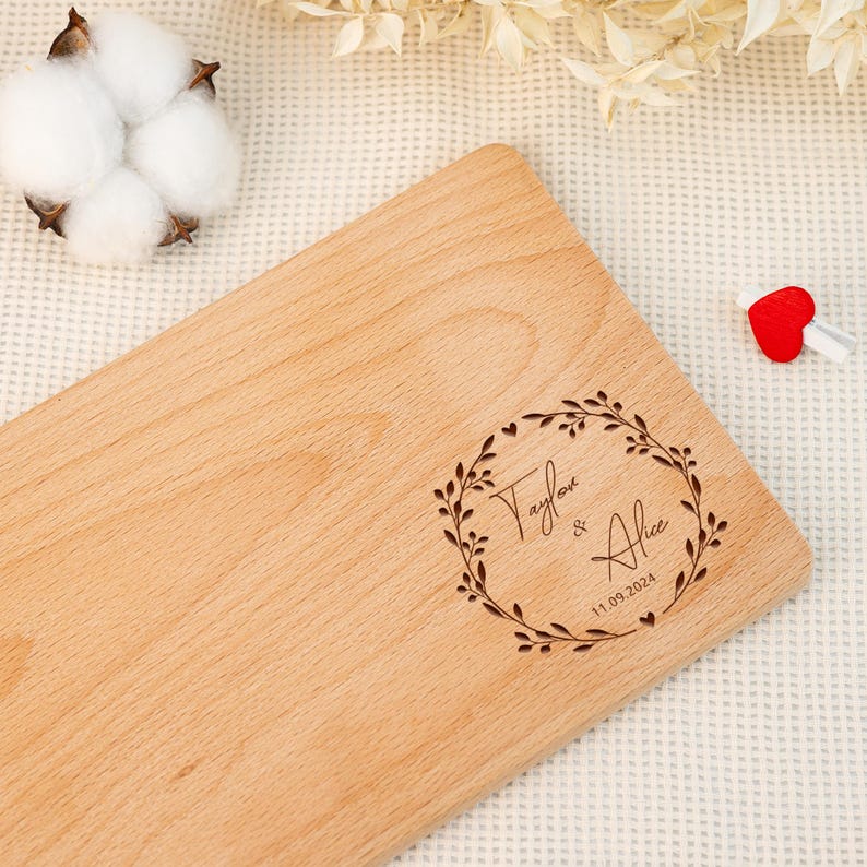 Personalizec Breakfast Board With Names, Custom Wooden Breakfast Board
