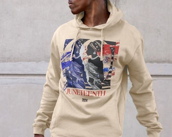 Soulful Silhouette Juneteenth Graphic Hoodie Red | Urban Streetwear Casual Style Sweatshirt | Sustainable Organic Cotton Clothing