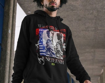 Resilient Reflections Juneteenth Graphic Hoodie For Men | Urban Streetwear Casual Style Sweatshirt | Sustainable Organic Cotton Clothing