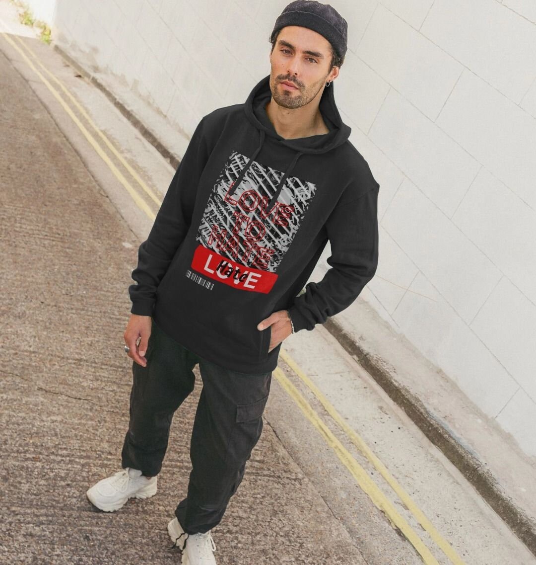Love to Hate Hoodie Red Festival Outfit Streetwear Sweatshirt ...