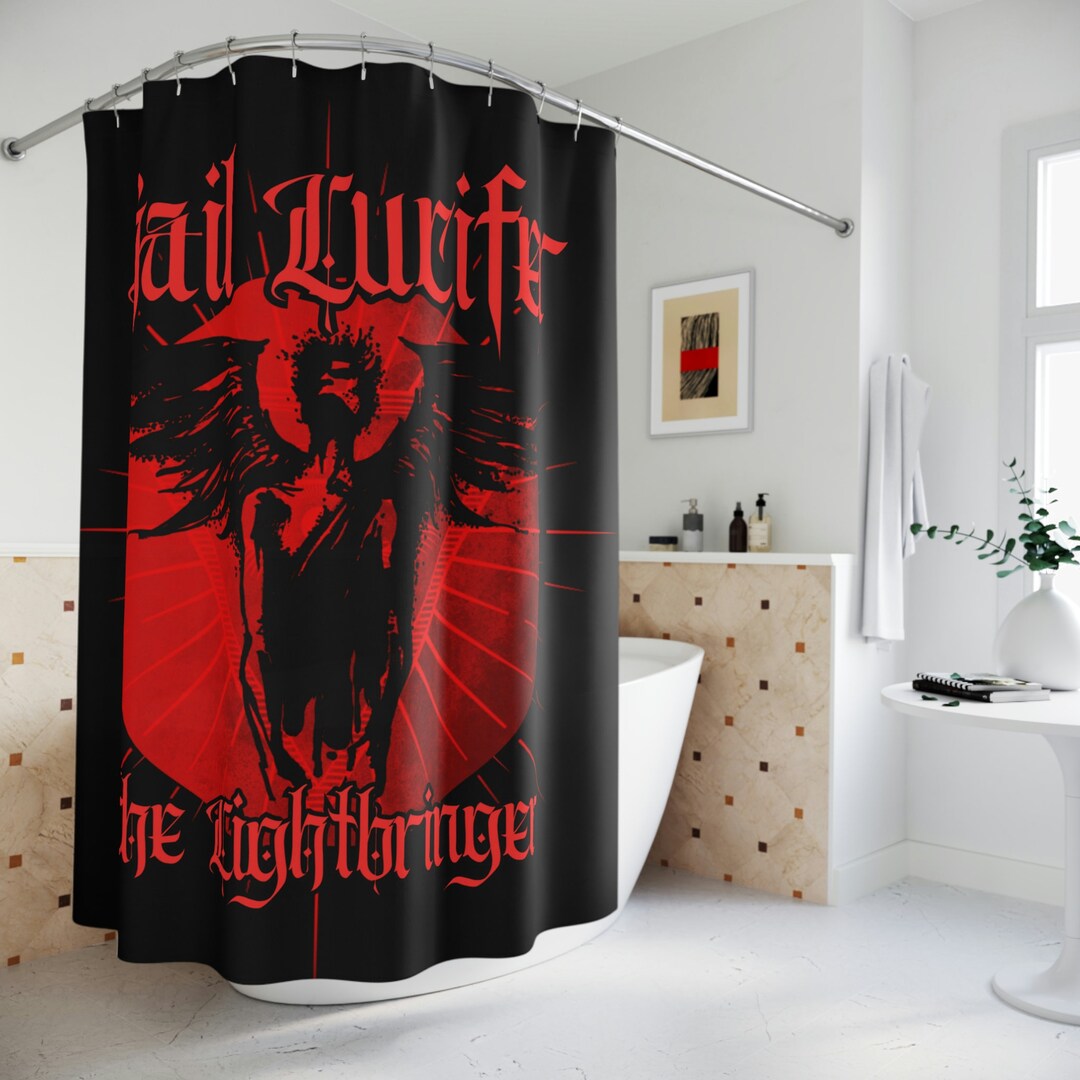 Hail Lucifer Shower Curtain Demonic Bathroom Decoration Etsy