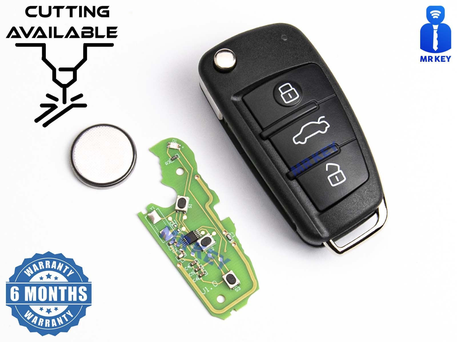 Remote Key for Audi A3 TT with Electronics Part Number 8P0837220D