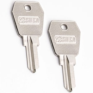 Op de afbeelding: Twee zilverkleurige sleutels met de merknaam "SILCA" op de kop gedrukt. De sleutels hebben een getextureerd oppervlak en een gat aan de bovenkant. De sleutelbladen hebben een groefontwerp.