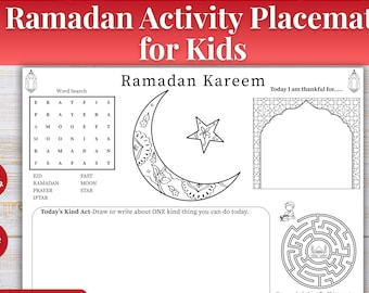 Ramadan Activity Placemat for Kids | Iftar Game, Coloring (Digital Download)