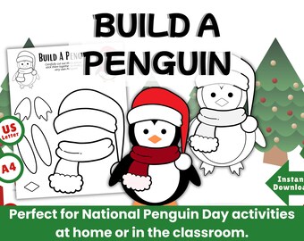 Build a Penguin Craft | Cut & Paste Winter Activity (PDF Pattern A4/US Letter)