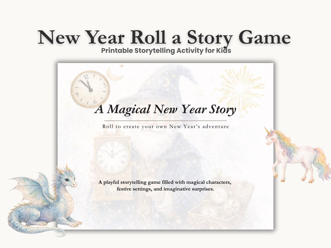New Year Roll a Story Game for Kids | Magical Printable Storytelling ...