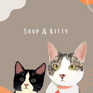 Personalized Cats and Dogs Portraits (Digital). Custom pet portraits, Pet memorial gift, Customized cat portraits, Customized Dog portraits