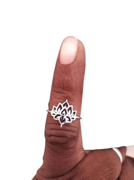 925 Sterling Silver Inlaid Zircon Lotus Shape Ring