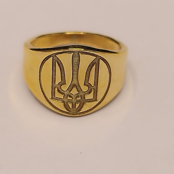 Ukrainian Trident Tryzub Symbol Unisex Ring Silver Trident Ring, Greek Mythology God, Roman God Neptune, Signet ring, Gift for him