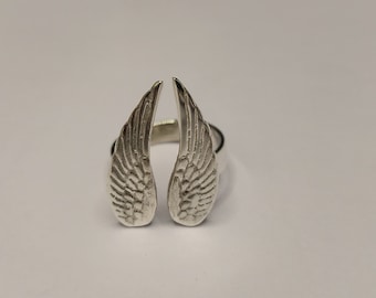 Sterling Silver Adjustable Angel Wings Ring, Gold Feather Ring, Eternity Wings Ring, Silver Dainty Ring, Princess Angel Ring, Promise Ring