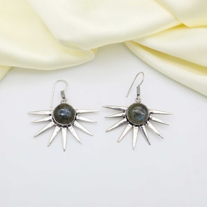 Sun Earring, Labradorite sun Earring, Beautiful Earring, Bohemia  Earrings, Fashion Jewelry, Summer Jewelry, Celestial Jewelry, Women&#39;s gift