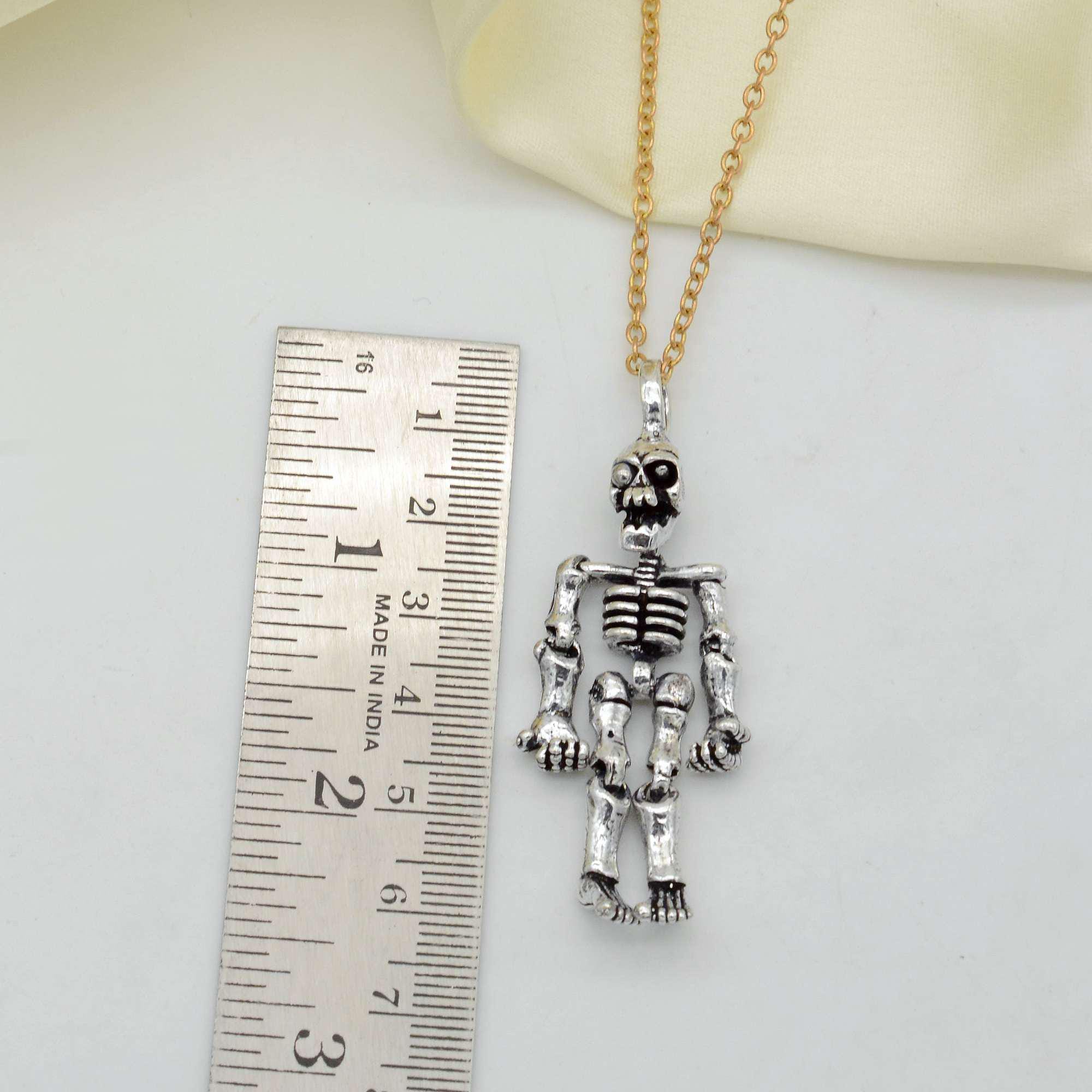 アクセサリー ⑯スケルトンSkullペンダント チェーン付き 真鍮