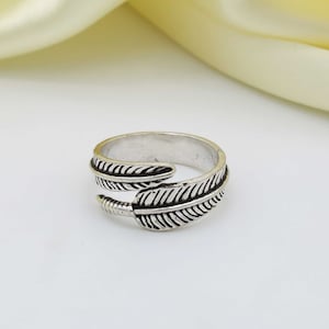 Feather Adjustable Ring, 925 Sterling Silver Adjustable Ring, Feather Ring, Boho Ring, Bohemian Rings, Gift for Her, Wings ring, Birds ring