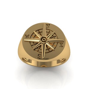 Compass Signet Ring, Wind Rose Ring, Sterling Silver 925, Traveler Ring, Compass Ring, Women Pinky Ring, gift for her, Oxidized Jewelry