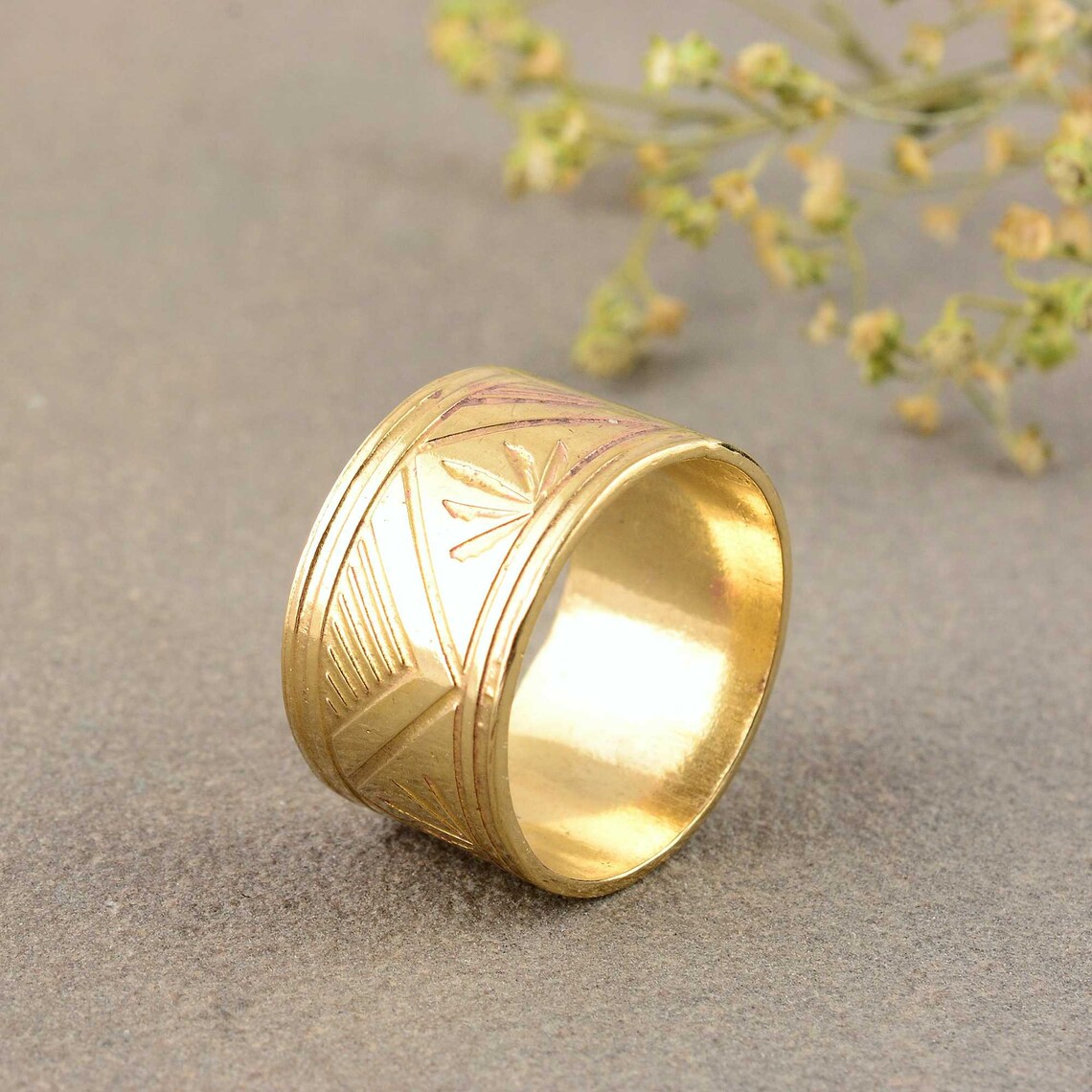 Simple Chunky Ring, Modern Wide Wedding Ring Band, Brushed Thick 925 ...