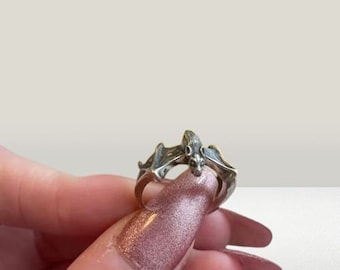 925スターリングシルバーのバットリング、ヴァンパイアジュエリー