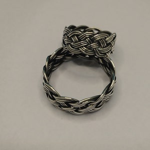 925 Sterling Silver Braided Ring, Hand Woven Man Braided Ring, Wicker Knitted Ring, Silver Viking Ring, Boho Ring,Wedding Ring Men Wide Band