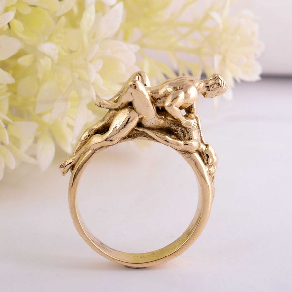 Kamasutra porn 69 sterling silver ring, sexual lover's ring, Romentic ring, Couples ring, nude porn ring, sex position ring,kissing hug ring